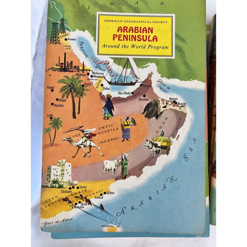 Lot of 28 Vintage Geography Sticker Book Collection: 1950s-60s Travel Reference